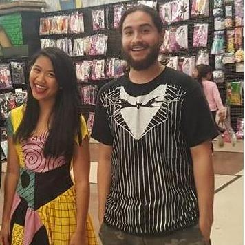 This is when we first met, when we were working at Spirit Halloween.