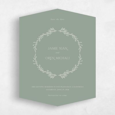 Green Diamond Wedding Save the Date - Kently Portrait