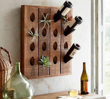 French Wine Bottle Wall Rack, Natural