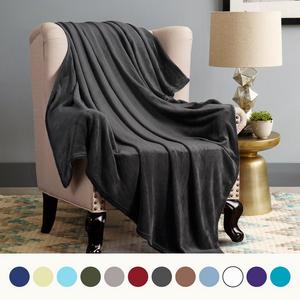 Flannel Fleece Luxury Blanket Dark Grey Twin Size Lightweight Cozy Plush Microfiber Solid Blanket by Bedsure