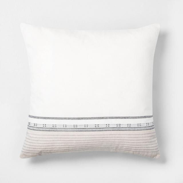 22x22 Ombre Stripe Pillow Gray / Sour Cream - Hearth & Hand™ with Magnolia