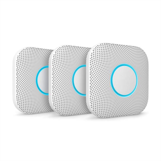 Google S3006WBUS Nest Protect, S3000BWES, 2nd Gen, Battery, 3-Pack Alarm-Smoke Carbon Monoxide Detector, 3, White