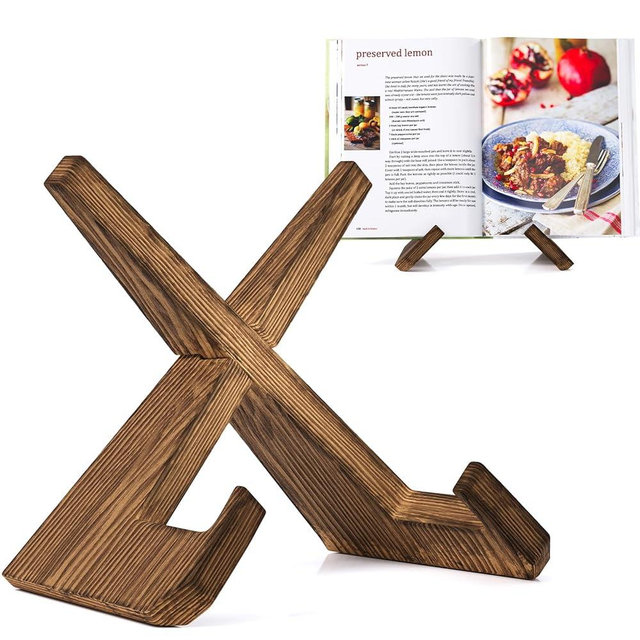 Osivaex Wooden Cookbook Stand, Wood Cook book Holder, Recipe ＆ Cook Book Stand for Kitchen Counter, 1 Second Assemble Kitchen Holder Stands for Plate, Decorative Plate Holders for Displaying