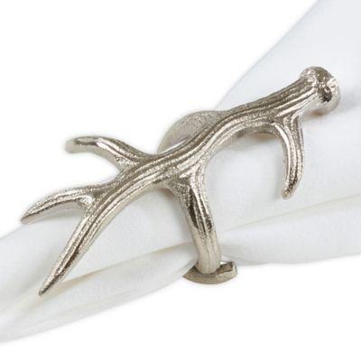Saro Lifestyle Antler Napkin Rings in Silver (Set of 4)