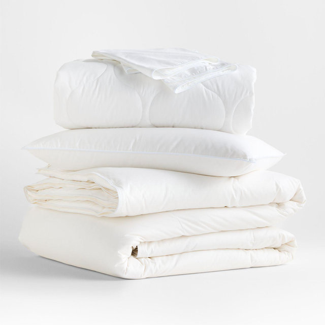 Luxe Down Organic Cotton King Medium Weight Bedding Bundle Set