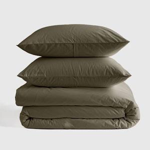 Organic Brushed Cotton Duvet Cover Set in Dusty Olive