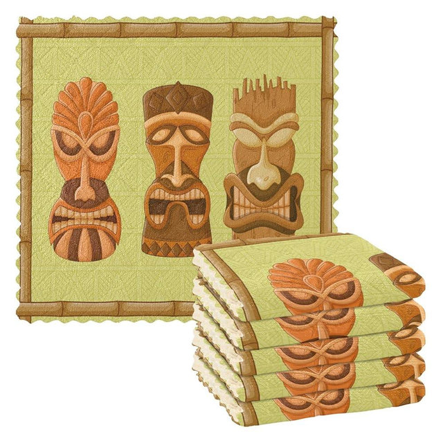 senya 6 Pack Dish Cloths Dish Towels Tiki Tribal Mask Reusable Kitchen Hand Towels