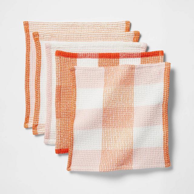5pk Cotton Dishcloth Set Orange - Opalhouse™