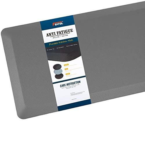 FEATOL Anti Fatigue Mat Kitchen Mats Cushioned,Thicken Core Foam 20x39x9/10-Inch,Perfect for Kitchens,Standing Desks and Garages,Phthalate Free,Relieves Foot,Knee,and Back Pain(Gray,20"x39")