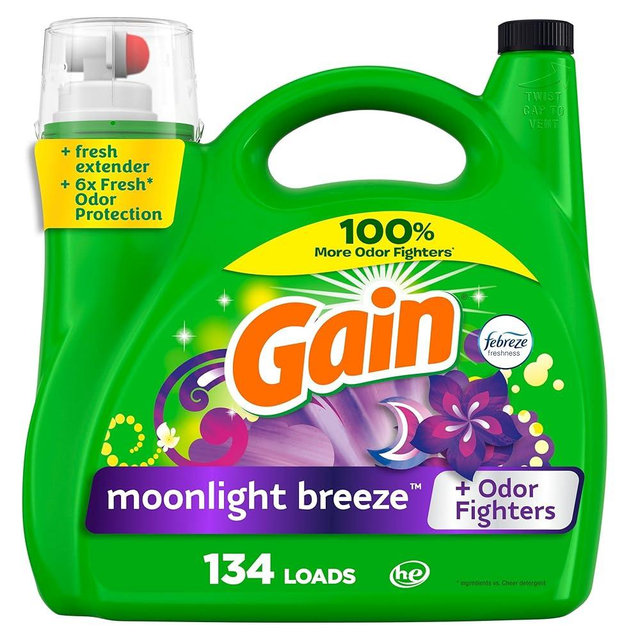 Gain Liquid Laundry Detergent, Moonlight Breeze Scent, 194 fl oz, 134 loads, Freshness + Odor Fighting, High Efficiency Washing Machine Liquid Cleaning Soap