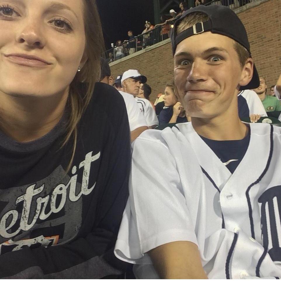 this was taken at the first tiger's game that we attended together, 2015