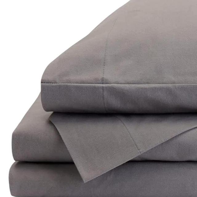 Red Land Cotton Luxury Sheet Set | 100% American Grown Cotton Basics | Premium Hotel Ultra-Soft Lightweight 4 Piece USA Made Deep Pocket Fitted, Flat Sheet, & Pillowcases Percale Weave (Queen/Gray)