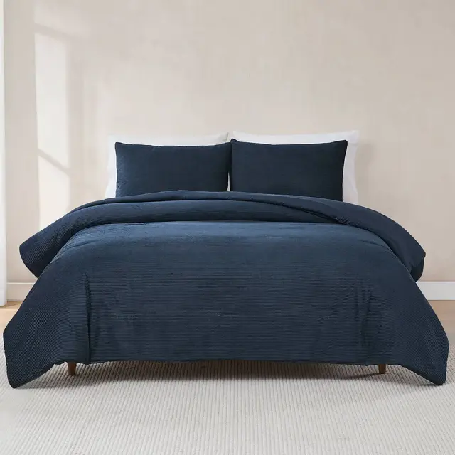 Lush Décor Twin XL Arden Ribbed Corduroy Comforter Blue