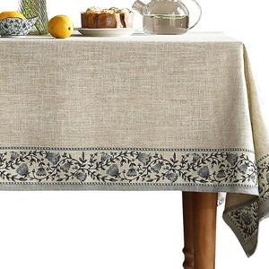 ISAENNE Designer Vintage Linen Elegant Rectangle Tablecloth,Chinoiserie Floral Table Cloth,Wrinkle Resistant Decor Table Cover for Dining Thanksgiving Kitchen Party,55"*71"-Segerman B
