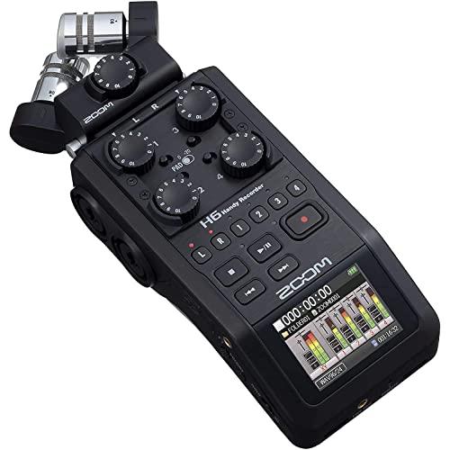 Zoom H6 All Black (2020 Version) 6-Track Portable Recorder, Stereo Microphones, 4 XLR/TRS Inputs, SD Card, USB Audio Interface, Battery Powered