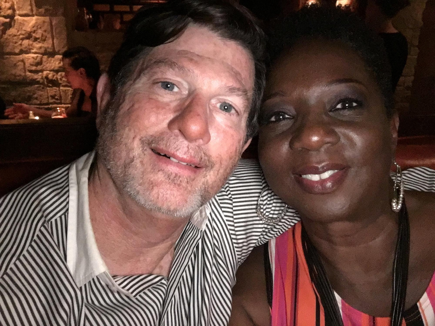 Just out eating somewhere in Houston. I don't know why we take so many selfies.