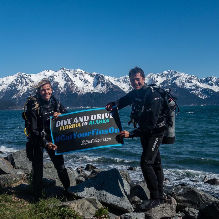 End of our Dive and Drive in 2017 and last dive in Seward, Alaska. Florida to Nebraska to end in Alaska. After over 7,500 miles in a car and camping for several months, we know we belong together!