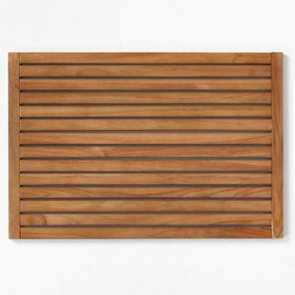 Lateral Natural Teak Bath Mat 21.75"x32" + Reviews | CB2