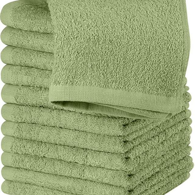 Utopia Towels Cotton Washcloths Set - 100% Ring Spun Cotton, Premium Quality Flannel Face Cloths, Highly Absorbent and Soft Feel Fingertip Towels (12 Pack, Sage Green)