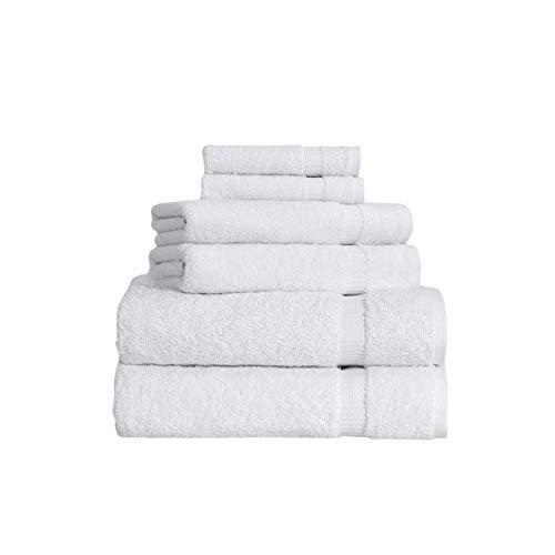 SALBAKOS Turkish Cotton Hotel & Spa Bath Towel Set, Pack of 6, White