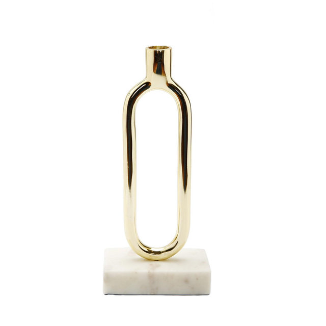 Classic Touch Loop Taper Candle Holder On Marble Base, 11.75" H