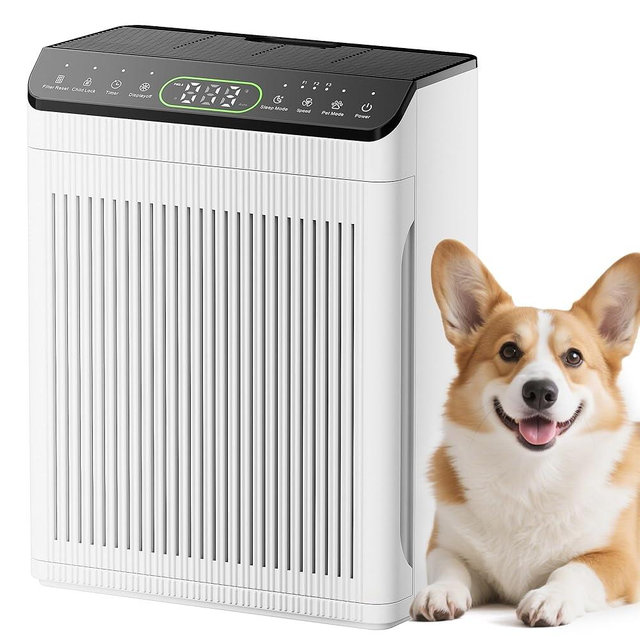 Air Purifiers for Home Large Room up to 2200sq.ft with Washable Filters, EVALIT Air Purifier for Bedroom with Fragrance, PM 2.5 Display Air Quality Sensor for Smoke Dust Odors, White, 1Pack+3Modes