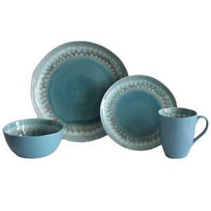 Baum Shibori 16-Piece Dinnerware Set in Aqua