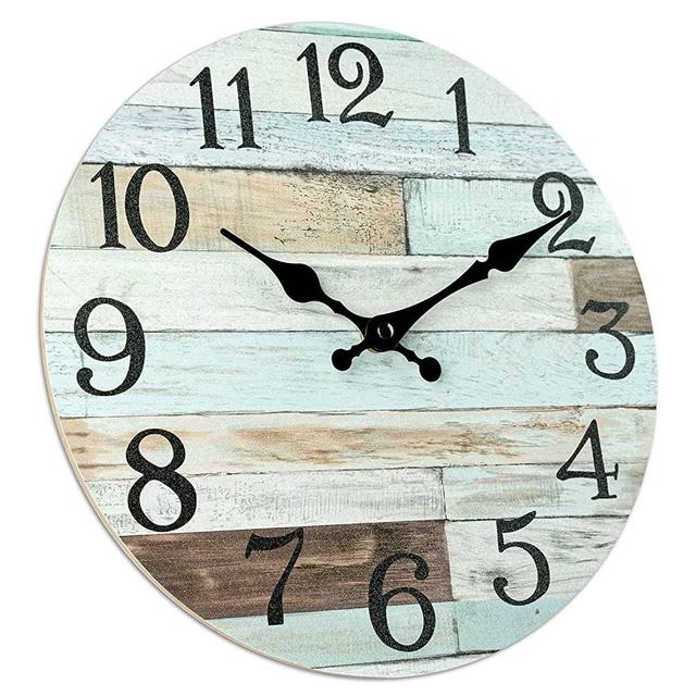 Wall Clock - KECYET 12 Inch Rustic Wall Clocks for Kitchen Bathroom - Silent Non Ticking Country Style Quartz Clock Decorative for Living Room Home