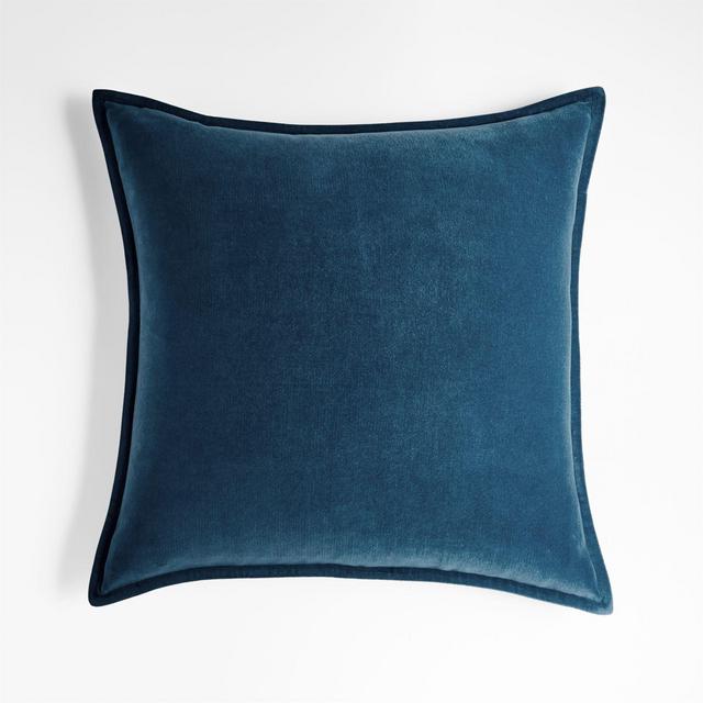 Deep Sea 20" Washed Cotton Velvet Pillow with Feather-Down Insert