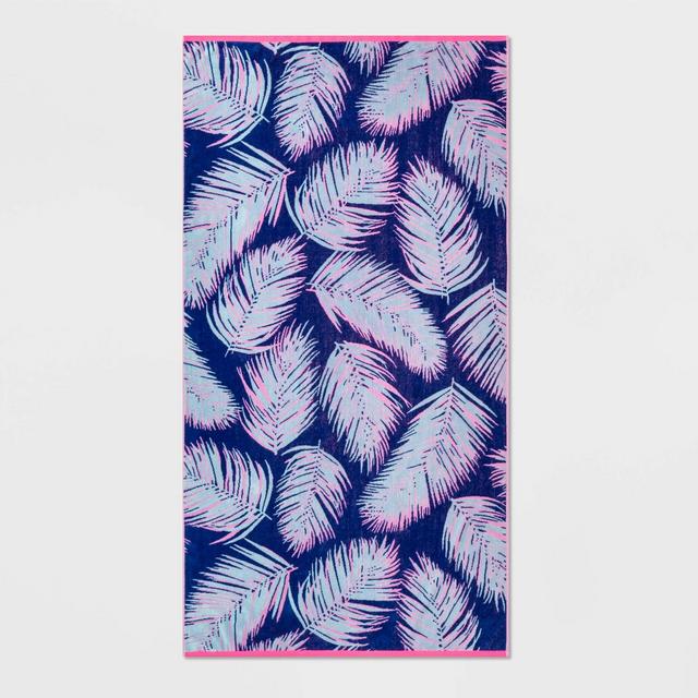 XL Feather Print Beach Towel Blue - Sun Squad™