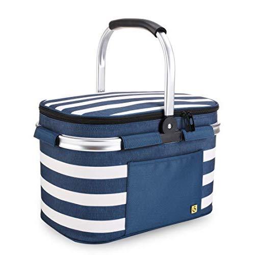 ALLCAMP OUTDOOR GEAR Picnic Baskets 22L (Blue White Stripe)