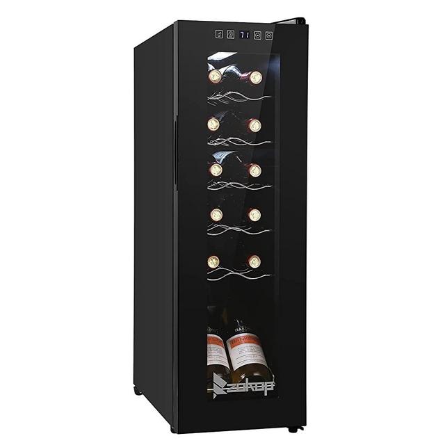 Winado 12 Bottle Compressor Wine Cooler Refrigerator w/Adjustable Temperature, Freestanding Compact Mini Wine Fridge with Digital Control & Removable Shelves
