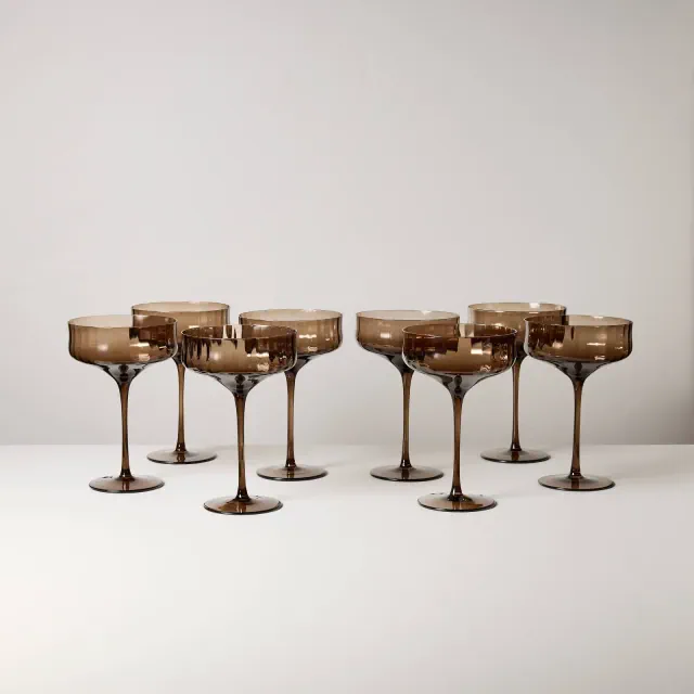 Set of 8 12oz Coupe Glasses Brown - Hearth & Hand™ with Magnolia