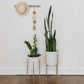 Modern Boho Embossed 4-Piece Metal Planter Set