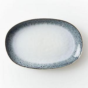 Reactive Glaze Large Oval Platter, Black + White