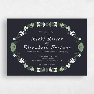 Ebony, Black Wedding Invitation - Terra Landscape