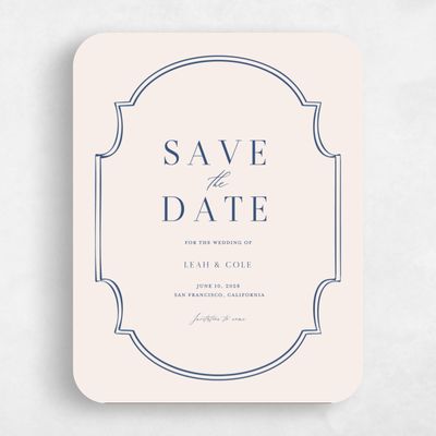 Beige Rounded Wedding Save the Date - Alpino Portrait