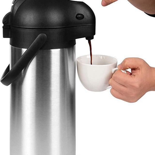 101 Oz (3L) Airpot Thermal Coffee Carafe/Lever Action/Stainless Steel Insulated Thermos / 12 Hour Heat Retention / 24 Hour Cold Retention (Renewed)