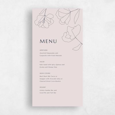 Sweet Blush, Pink Wedding Menu - Emeline