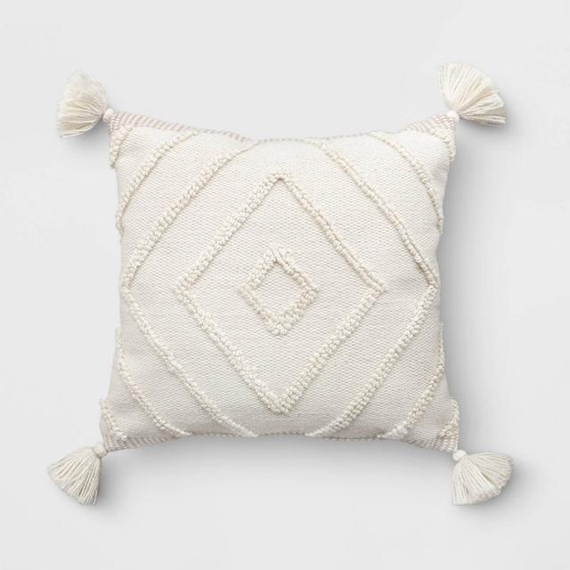 Diamond Tufted Outdoor Throw Pillow Stone - Threshold™