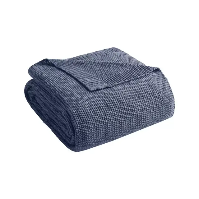INK+IVY Bree Knit King Blanket in Indigo