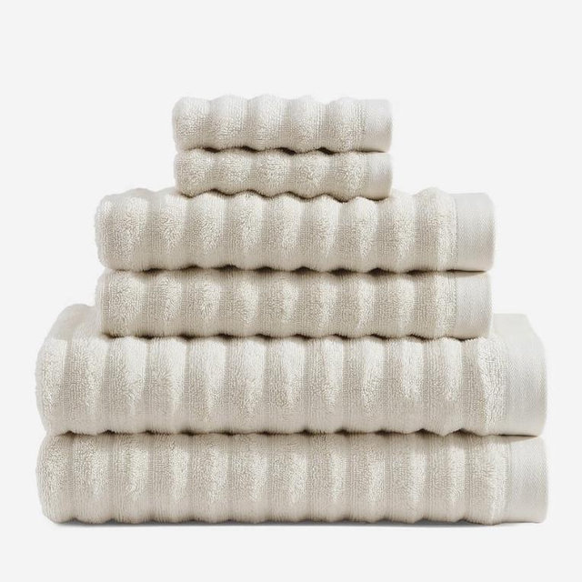 Turkish Cotton Rib Towel Set - Cream