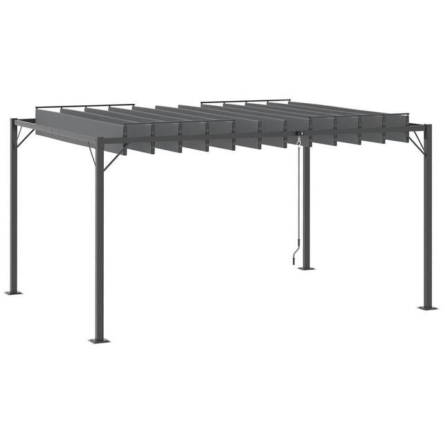 Outsunny Outdoor Louvered Pergola Patio Aluminum Gazebo with Adjustable Roof for Party, Lawn, Garden, Grey