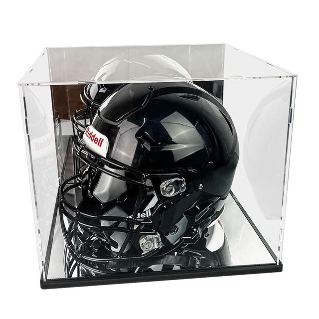 Football Helmet Display Case with Mirror backpanel and Base,Acrylic Helmet Display box Full Size,Motorcycle Helmets,UV Protection Dust-Proof Box for Collectible Memorabilia Storage(need self-assembly)