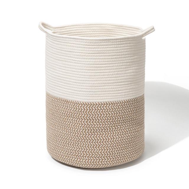 Decorative Woven Cotton Rope Basket, Laundry Basket