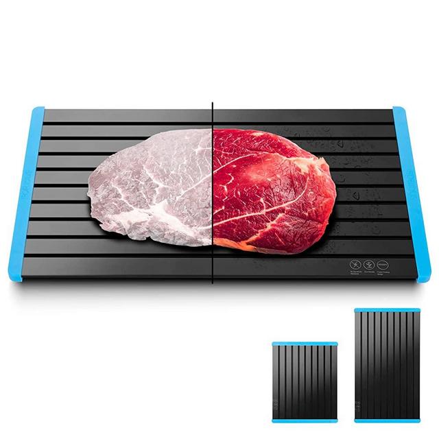 FORIOUS Defrosting Tray for Frozen Meat Fast and Healthier Way of Thawing Food in Two Different Sizes - Thawing Plate by Miracle Natural Heating, Rapid defrosting Tray Conducts Power Through Aluminum