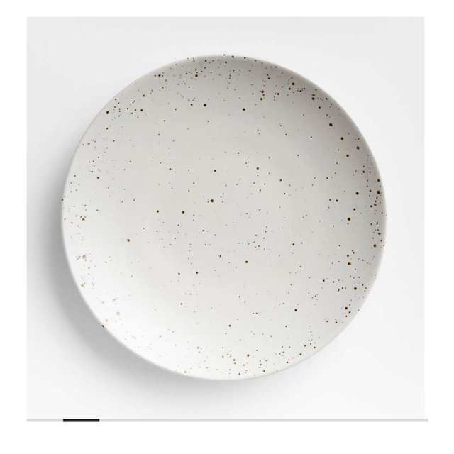 Craft Speckled White Stoneware Coupe Dinner Plates, Set of 8