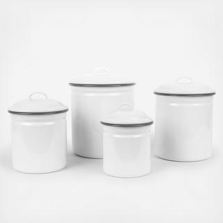 Vintage Enamelware 4-Piece Canister Set