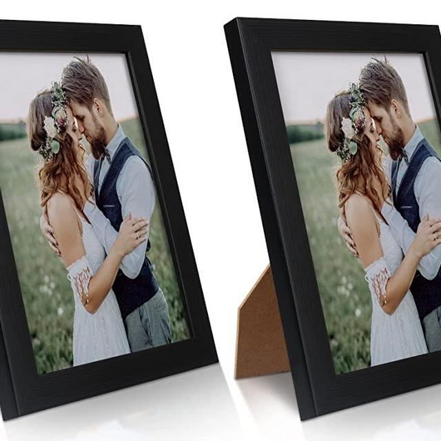 2 Pack 5x7 Picture Frame, Black Picture Frame for Wall and Tabletop Display, Resistant Plastic Photo Picture Frame with Clear Plexiglass for Vertical or Horizontal Display