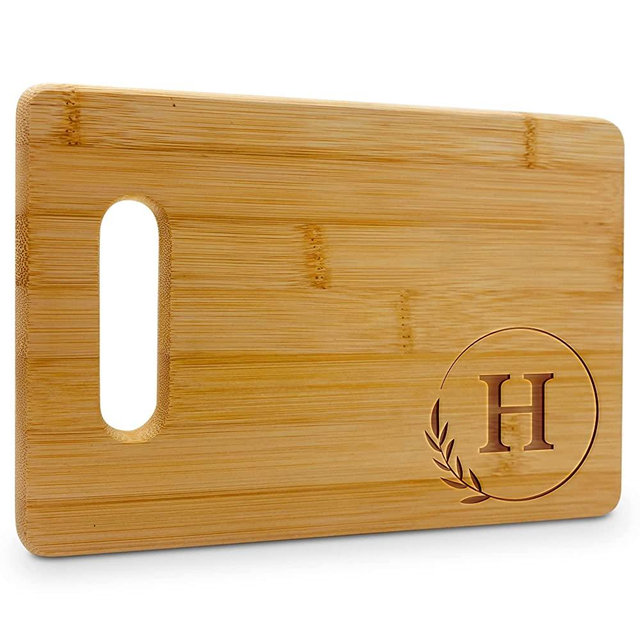 Personalized Cutting Boards - Monogrammed Engraved Cutting Board (H) - 9x6 Customized Bamboo Cutting Board with Initials - Wedding Kitchen Gift - Wooden Custom Charcuterie Boards by On The Rox Drinks